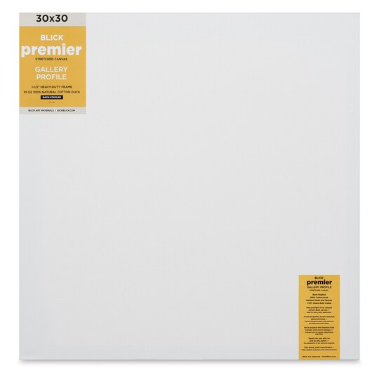 Blick; Blick Premier Stretched Cotton Canvas - Gallery Profile, Back-Stapled, 30" x 30"; Category:Stretched Canvas; Image:1